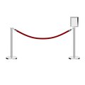 Montour Line Stanchion Post & Rope Kit Pol.Steel, 2FlatTop 1RedRope 8.5x11V Sign C-Kit-1-PS-FL-1-Tapped-1-8511-V-1-PVR-RD-PS